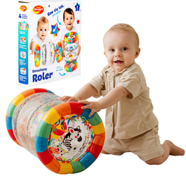 DUMEL Dmuchany roler do nauki raczkowania 44cm grzechoczące piłeczki
