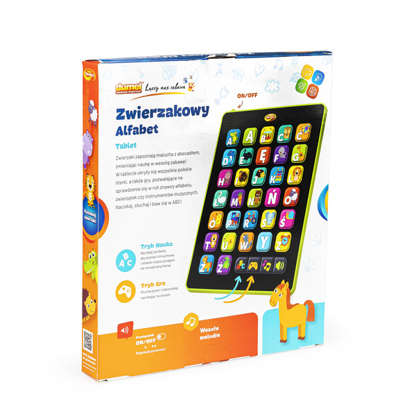 DUMEL tablet zwierzakowy alfabet literki dźwięki nauka dla dzieci gra 3+