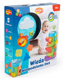 Dumel Edukacyjna Wieża niespodzianka 5w1 piłeczki zabawka interaktywna